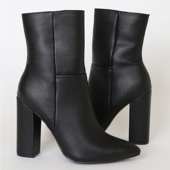 Lulus Dawson Black Pebble Pointed-Toe Mid Calf Boots - Picture 3 of 9